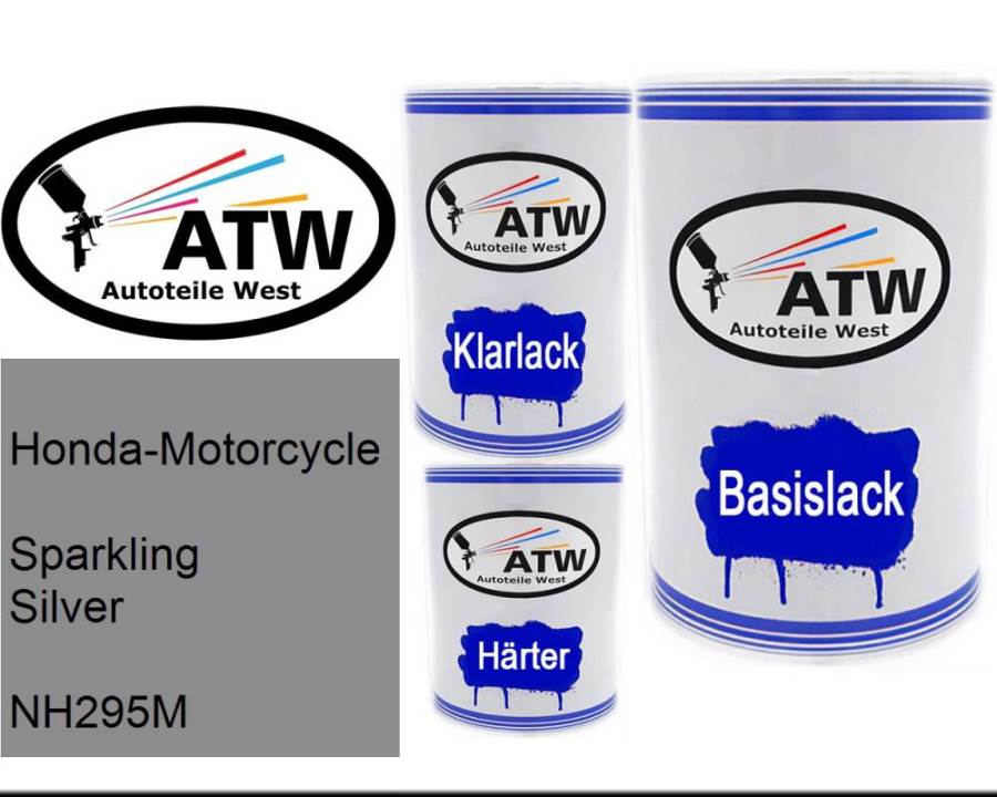 Honda-Motorcycle, Sparkling Silver, NH295M: 500ml Lackdose + 500ml Klarlack + 250ml Härter - Set, von ATW Autoteile West.